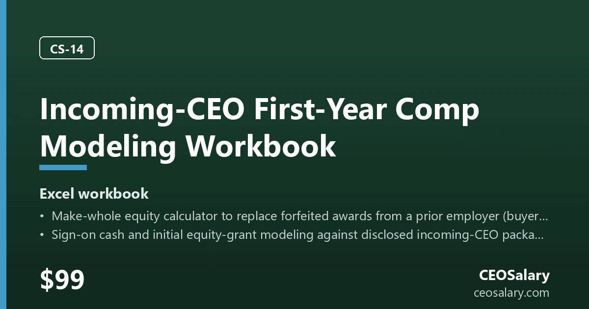 Incoming-CEO First-Year Comp Modeling Workbook preview